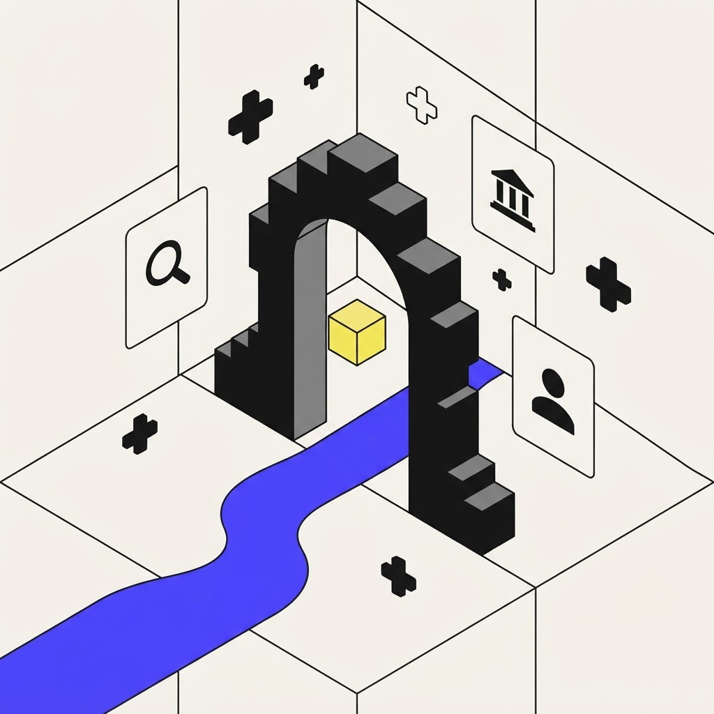 Isometric illustration of a gateway for secure data integration