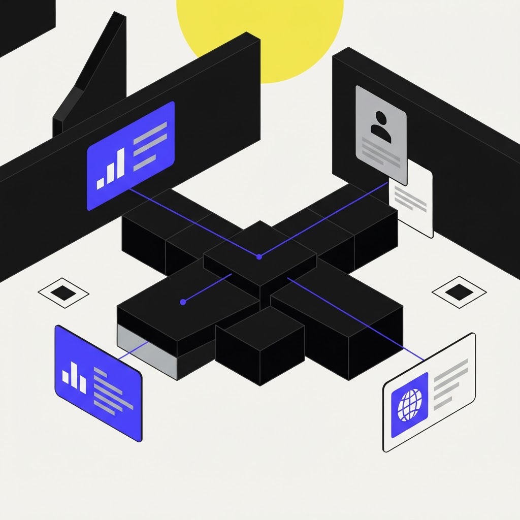Isometric illustration of an architectural junction for system connectivity