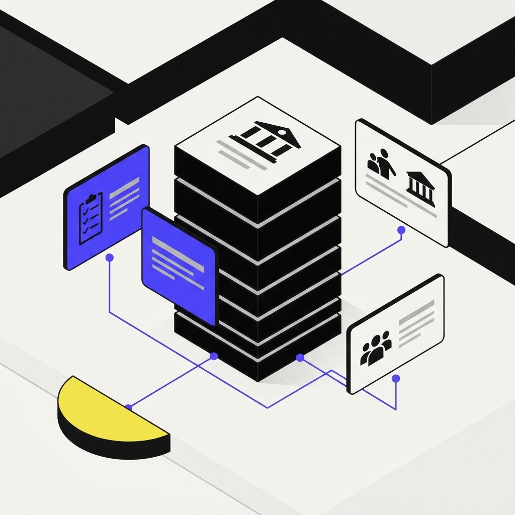 Isometric illustration of audit trails and compliance documentation