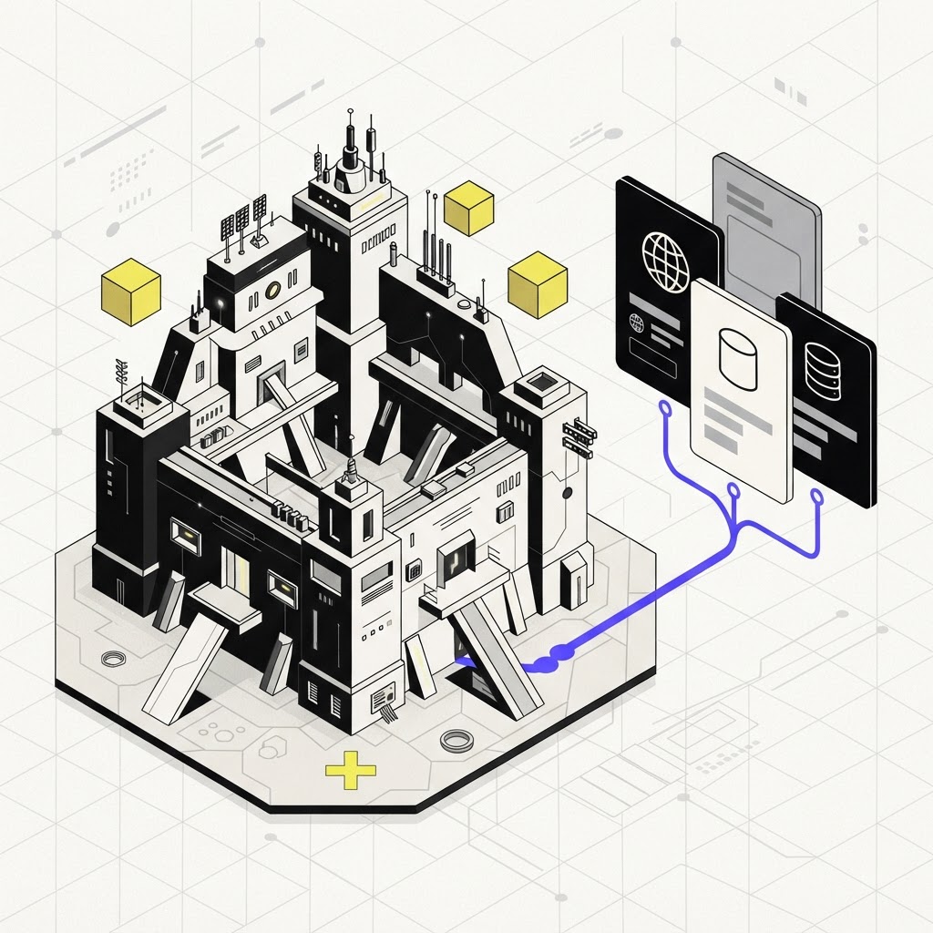 Isometric illustration of enterprise deployment architecture