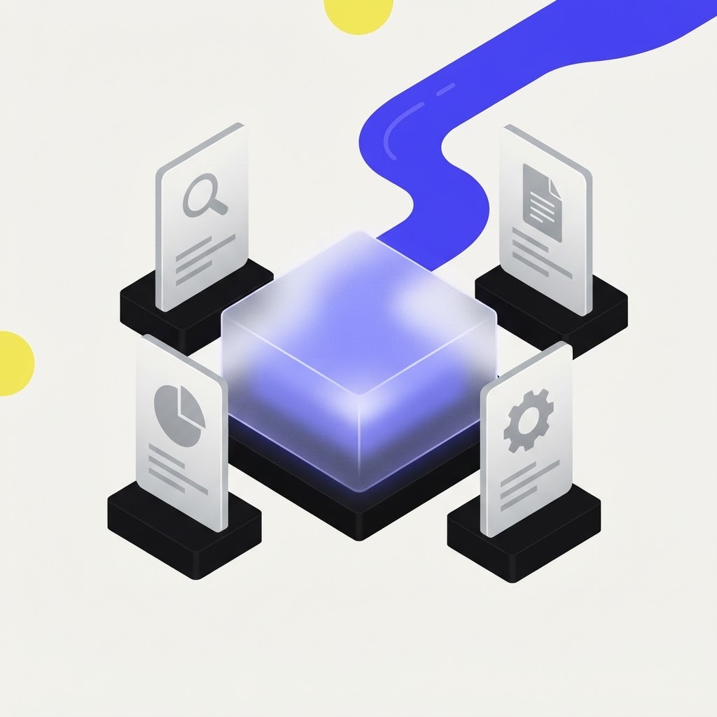 Isometric illustration of a data audit trail for defensible research