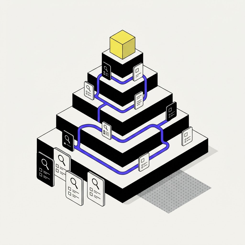 A terraced pyramid structure representing levels of auditability in research