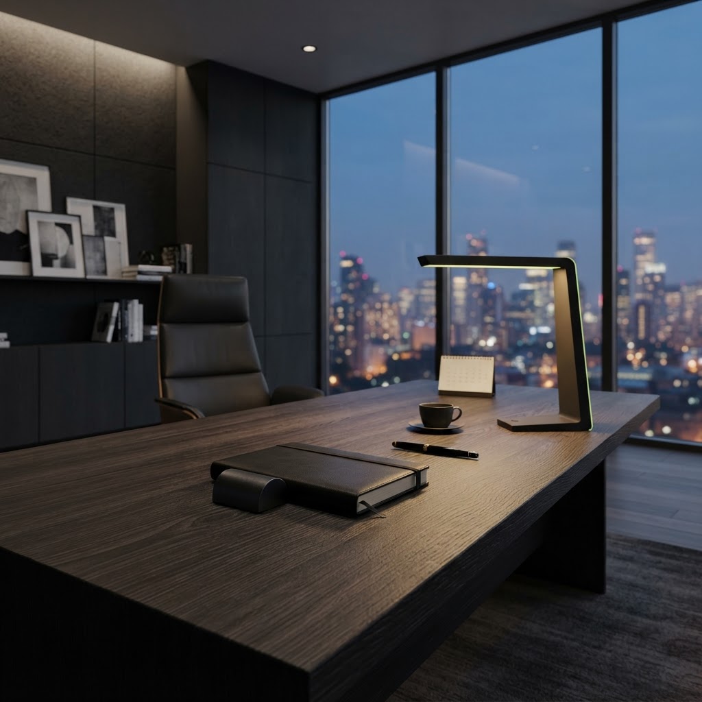 A quiet and orderly executive office prepared for high stakes work