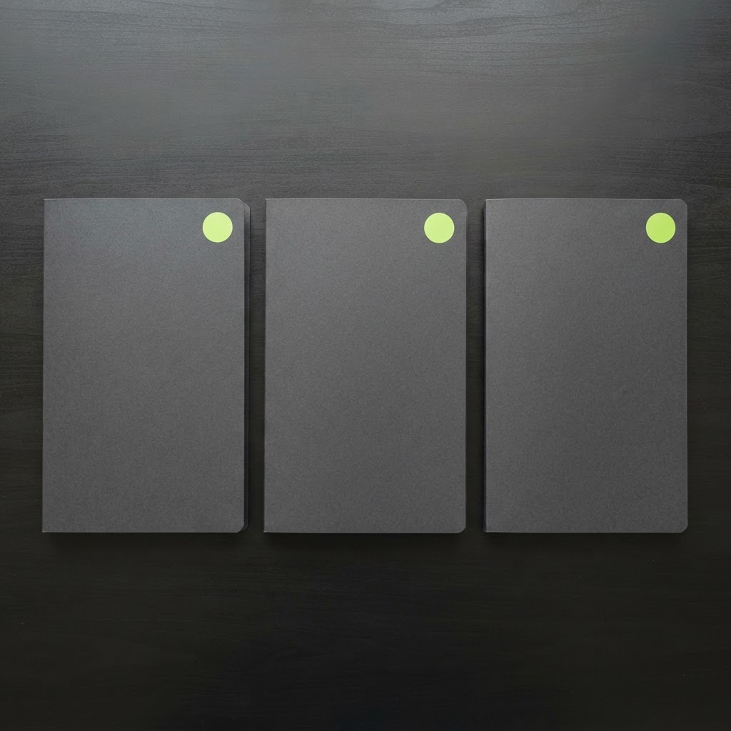 Organized professional folders on a dark desk with signal tags