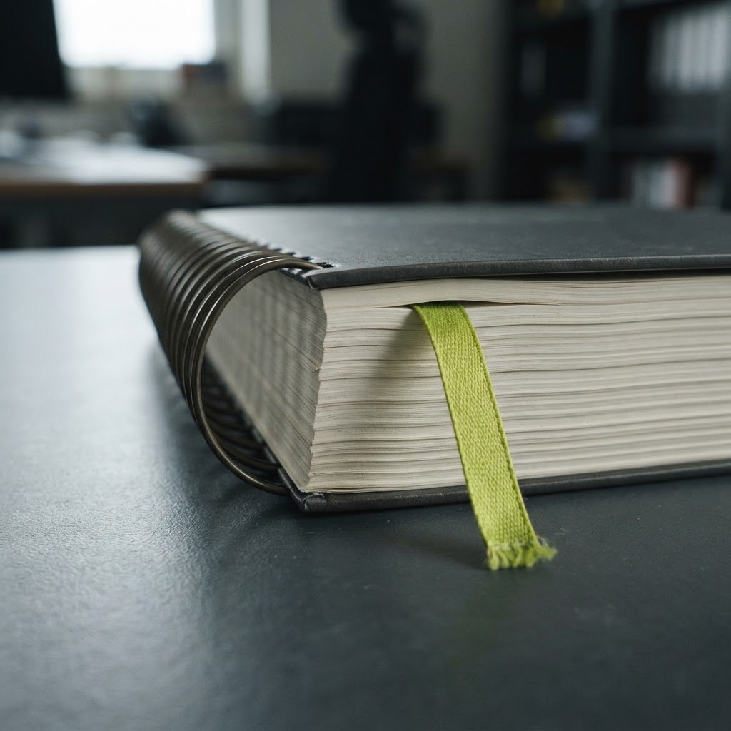Close up of a professional compliance report with accent marker