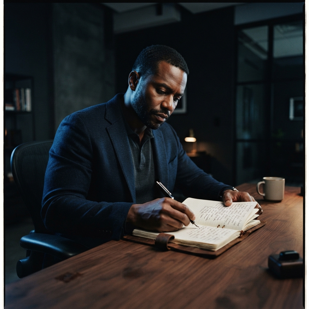 A startup founder reviewing a list of investors