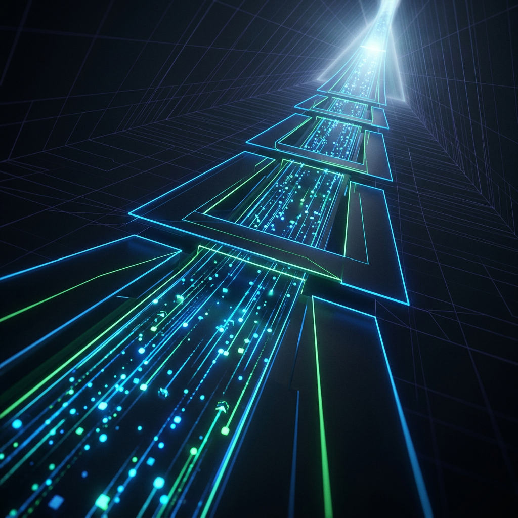 Upward flowing fundraising pipeline with neon accents