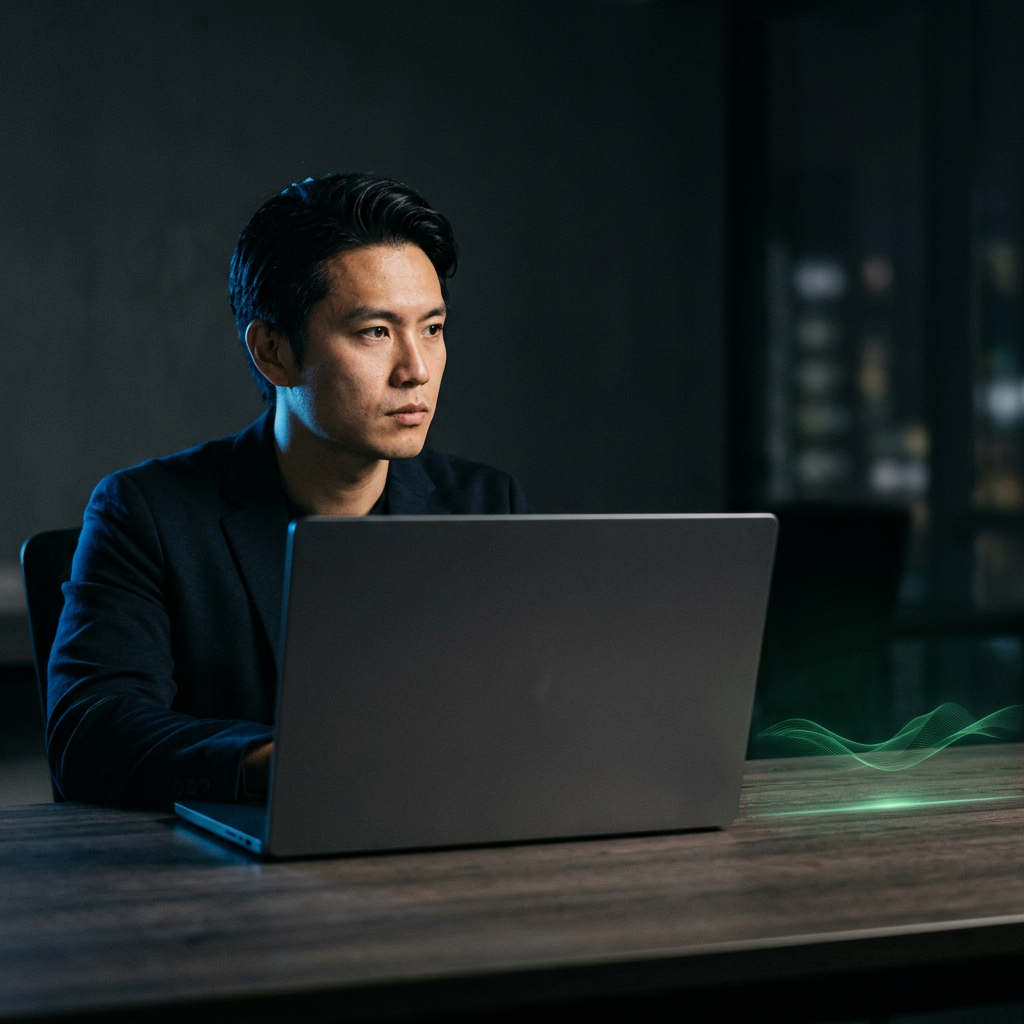 Founder concentrating on financial strategy work