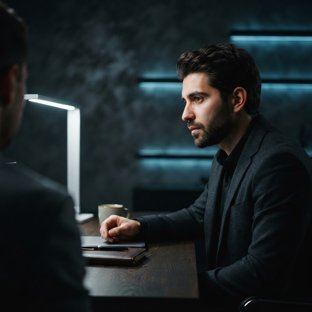 Founder in a deep focus conversation
