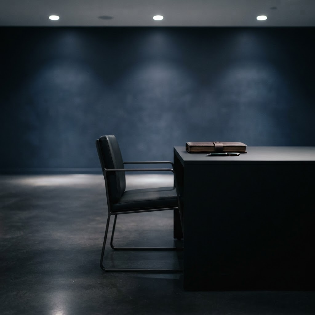 Minimalist modern office setting with a notebook
