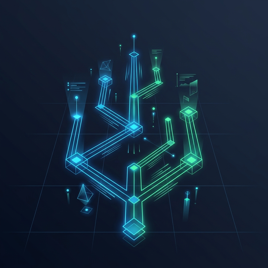 Glowing startup roadmap visualization with upward momentum