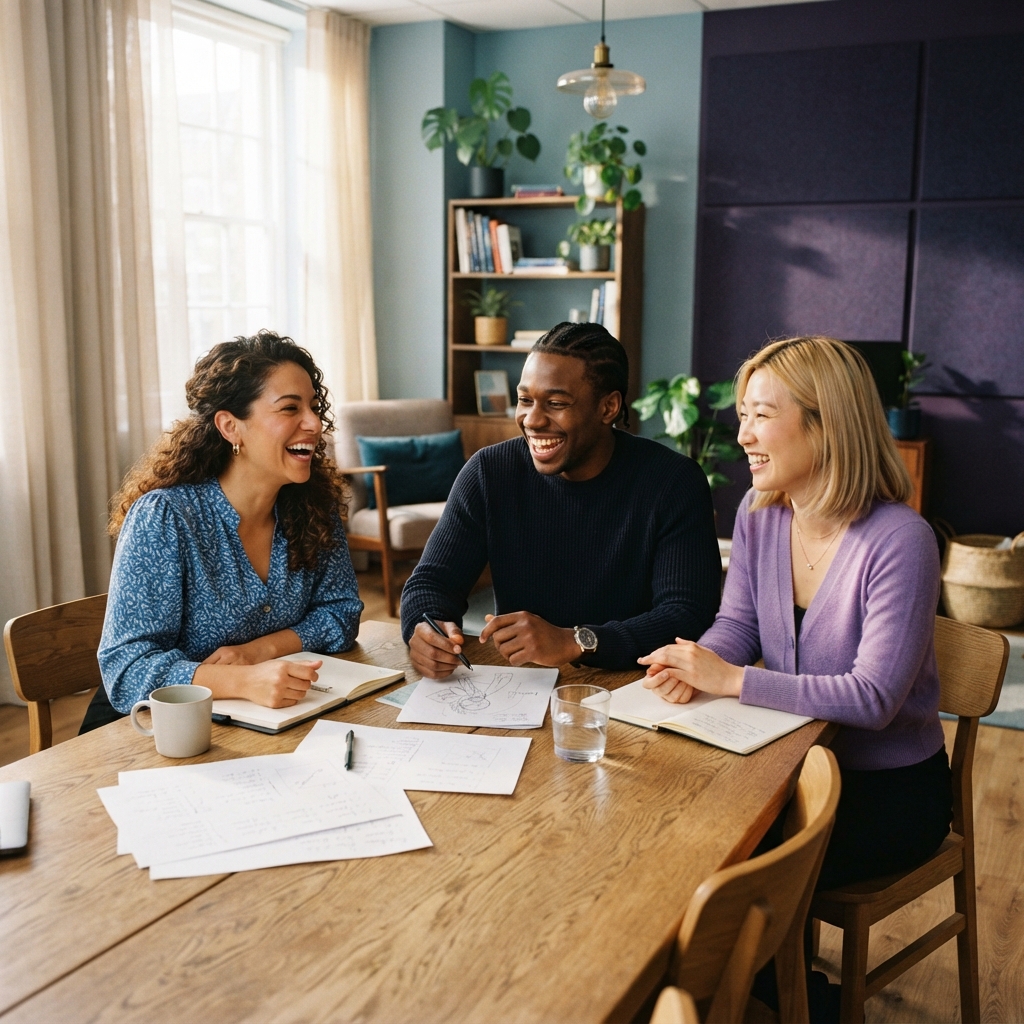 Diverse team collaborating in a bright modern office