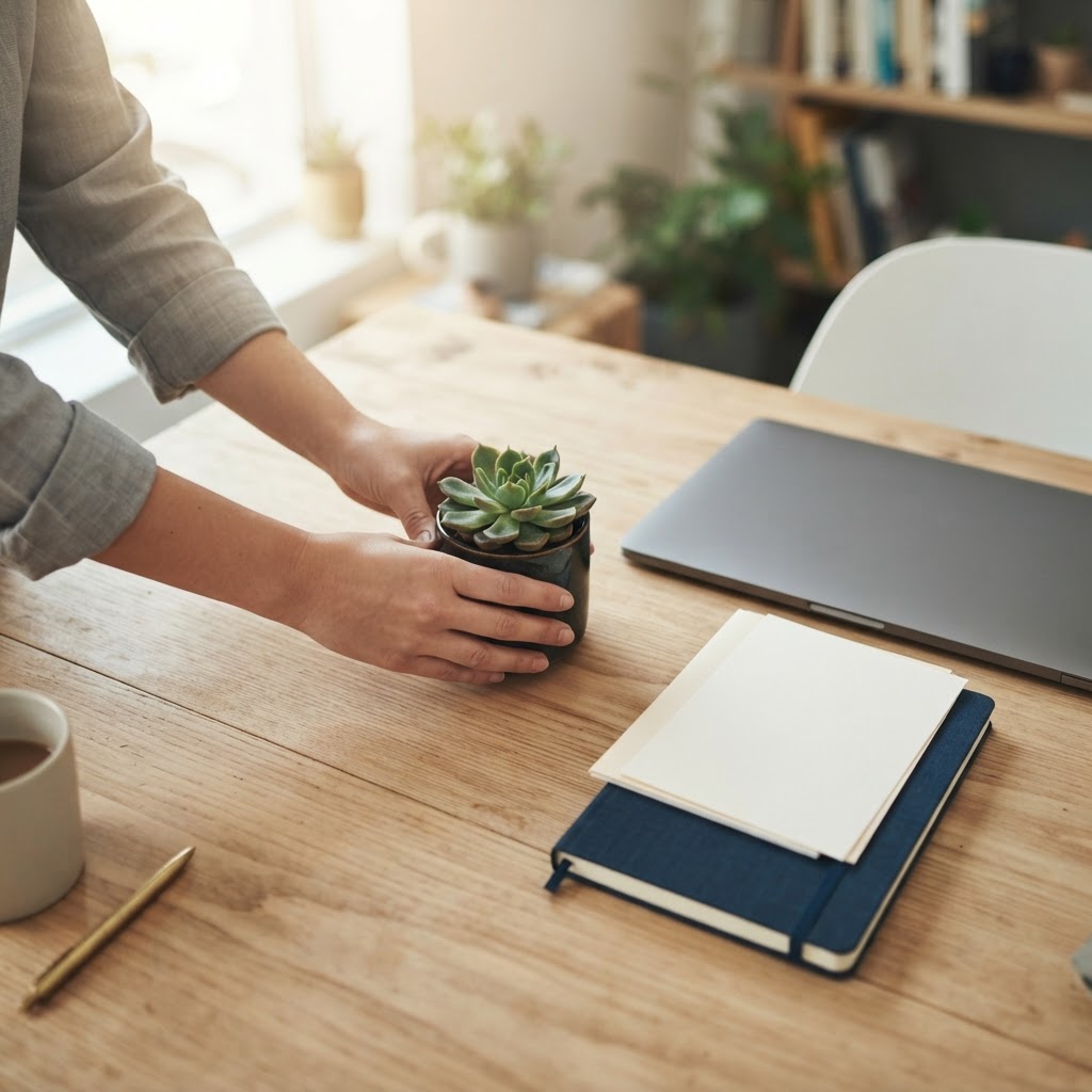A clean and organized modern office desk