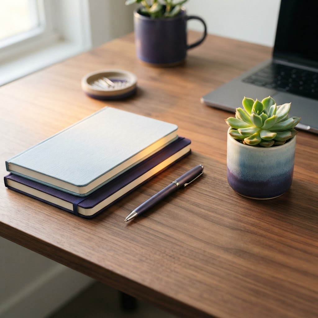A clean and organized professional desk workspace
