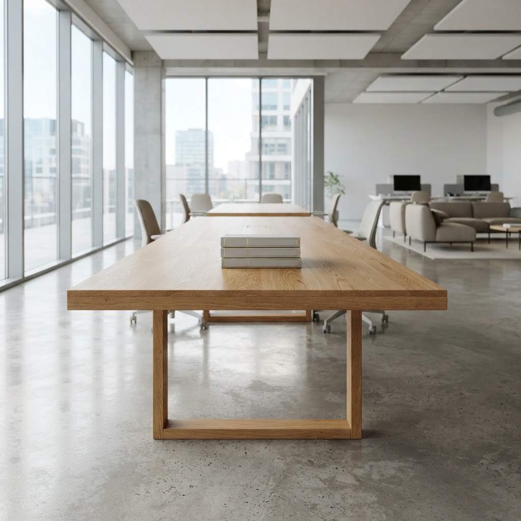 A clean empty office space with organized folders
