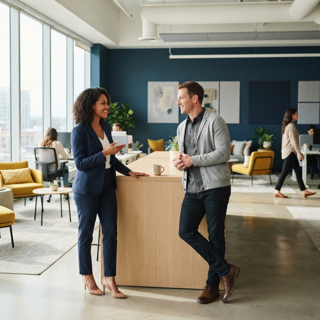 Two colleagues having an easy conversation