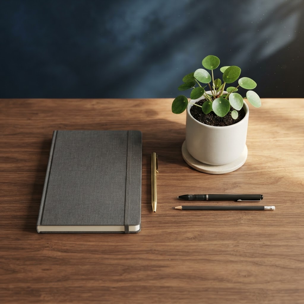 A clean and organized workspace with office essentials
