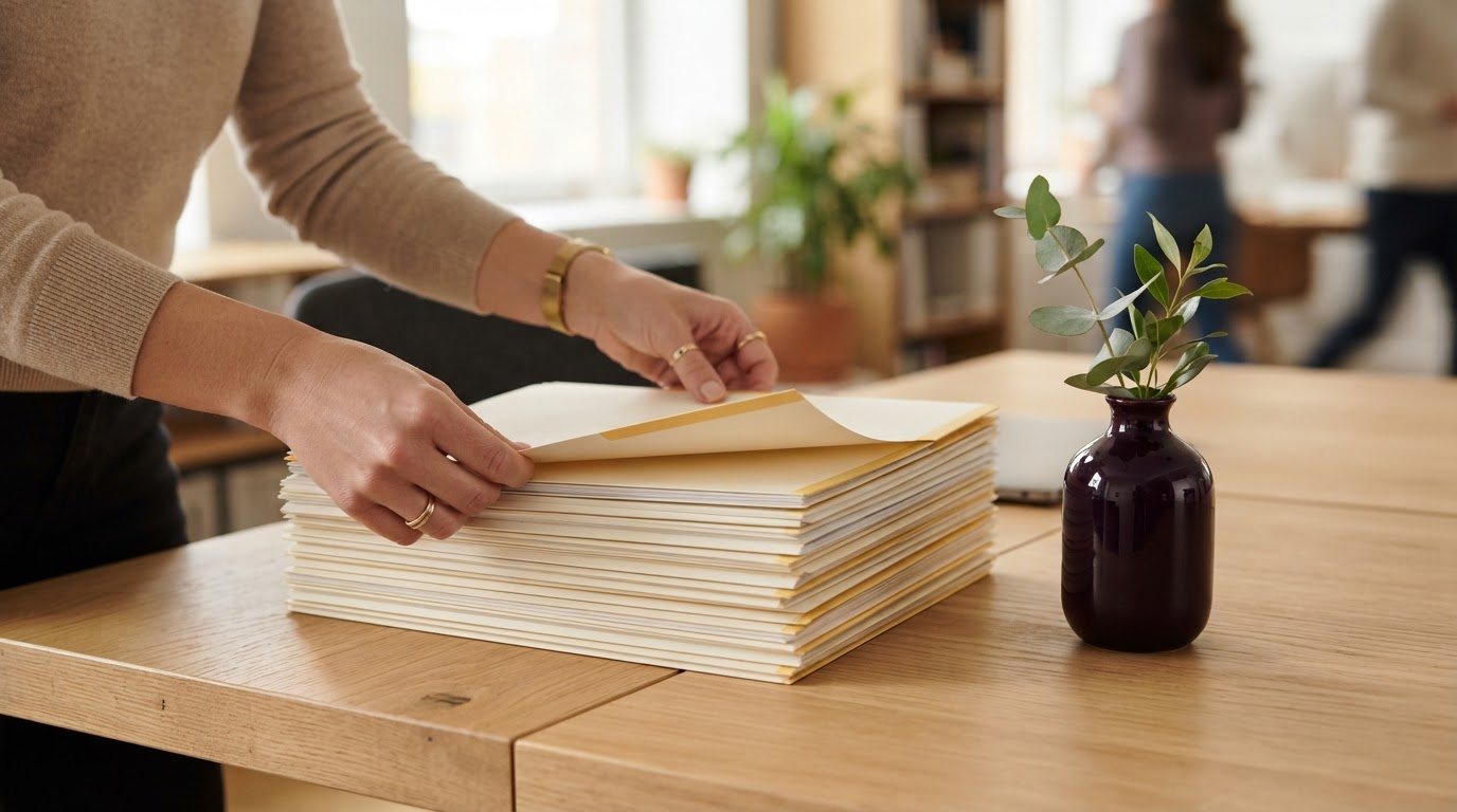 Organizing physical documents on a clean desk