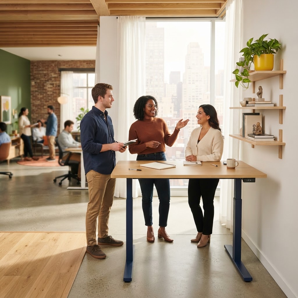 Diverse team collaborating in a bright modern office