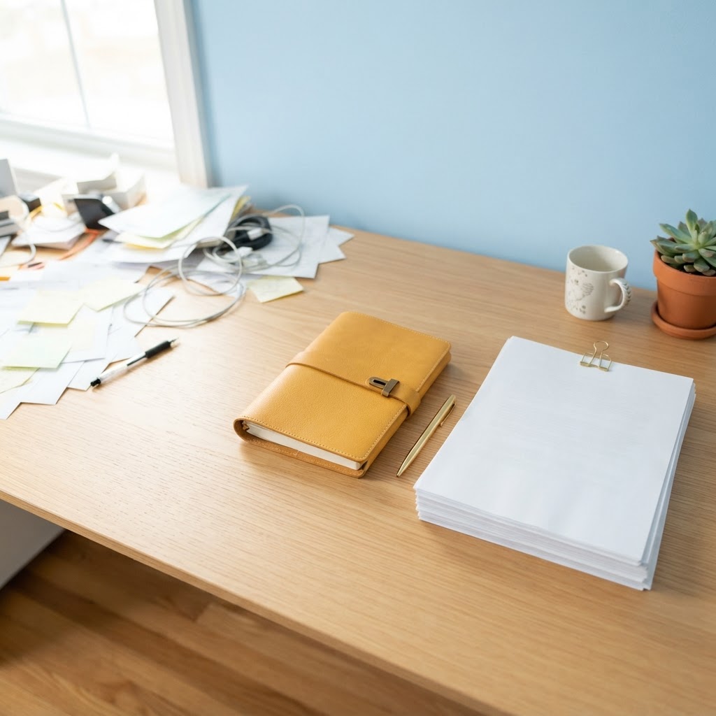 A clean desk surface symbolizing the move to organized HR