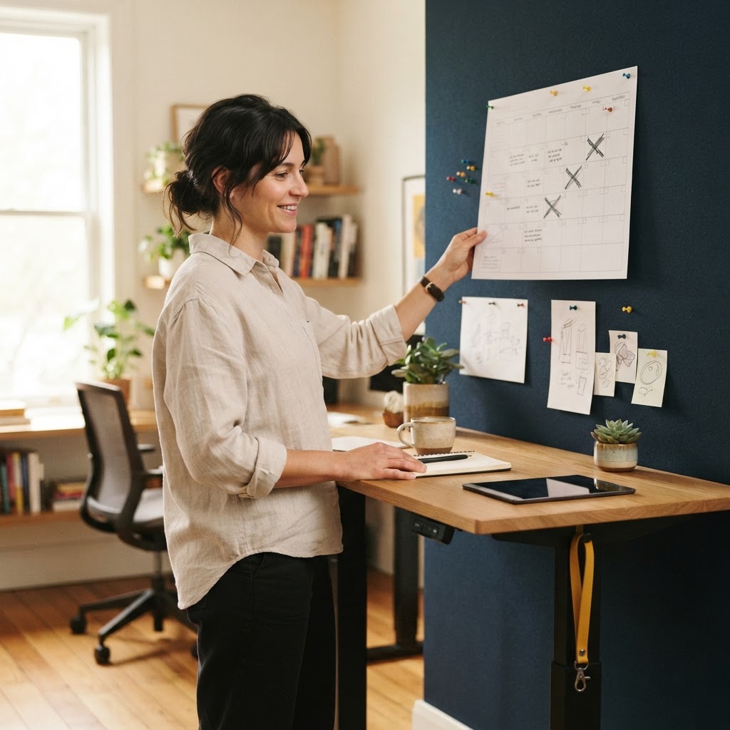 Ops lead organizing leave schedules on a corkboard