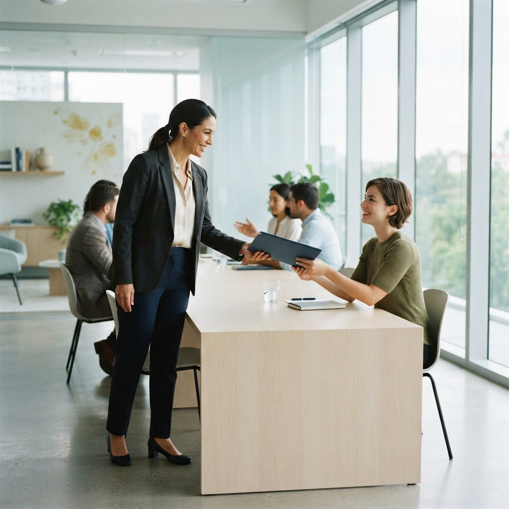 Operations lead collaborating in a clean modern office