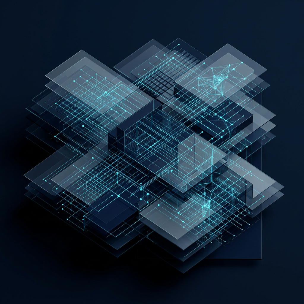 Layered data architecture visualization overhead view
