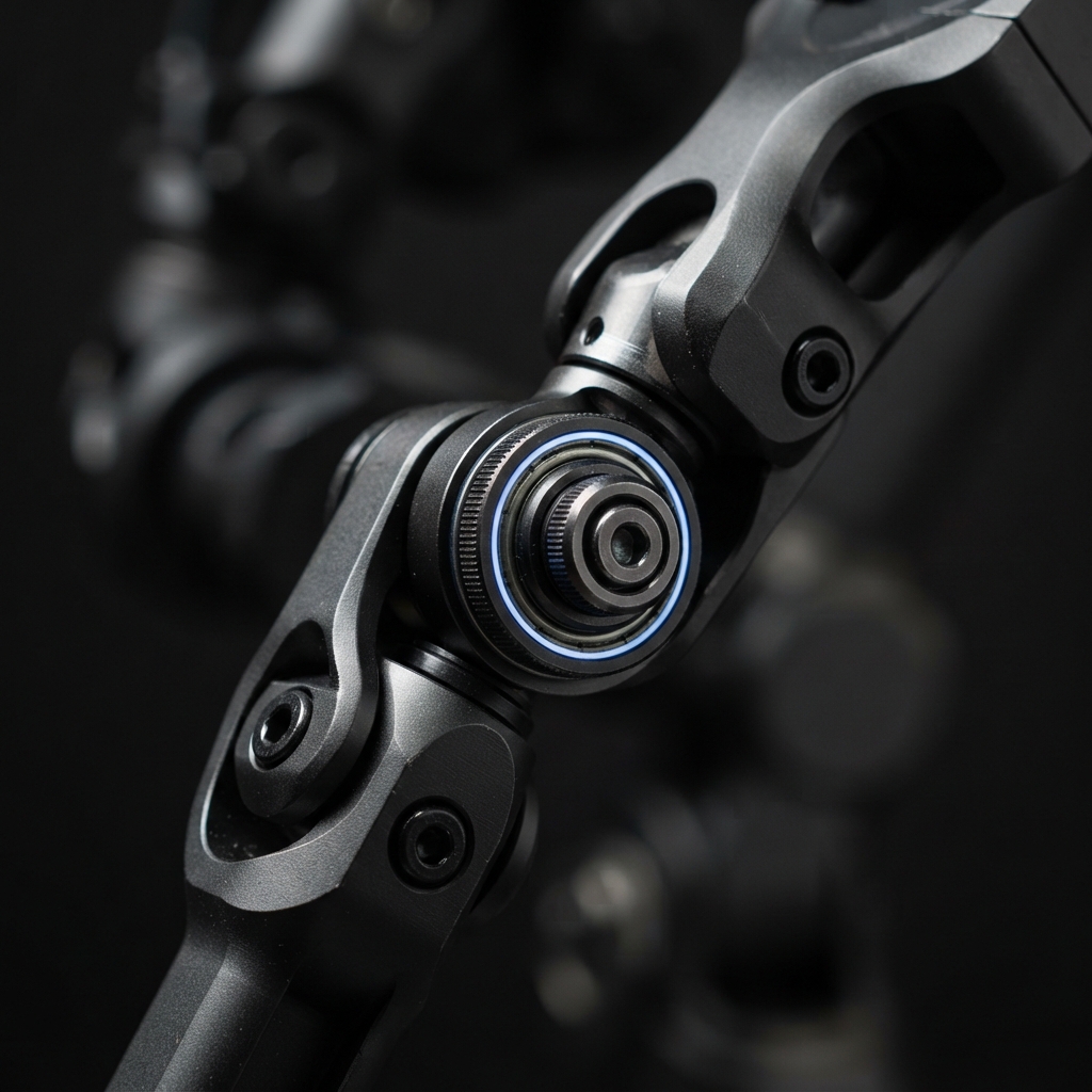 Extreme close up of a precision metal mechanical joint