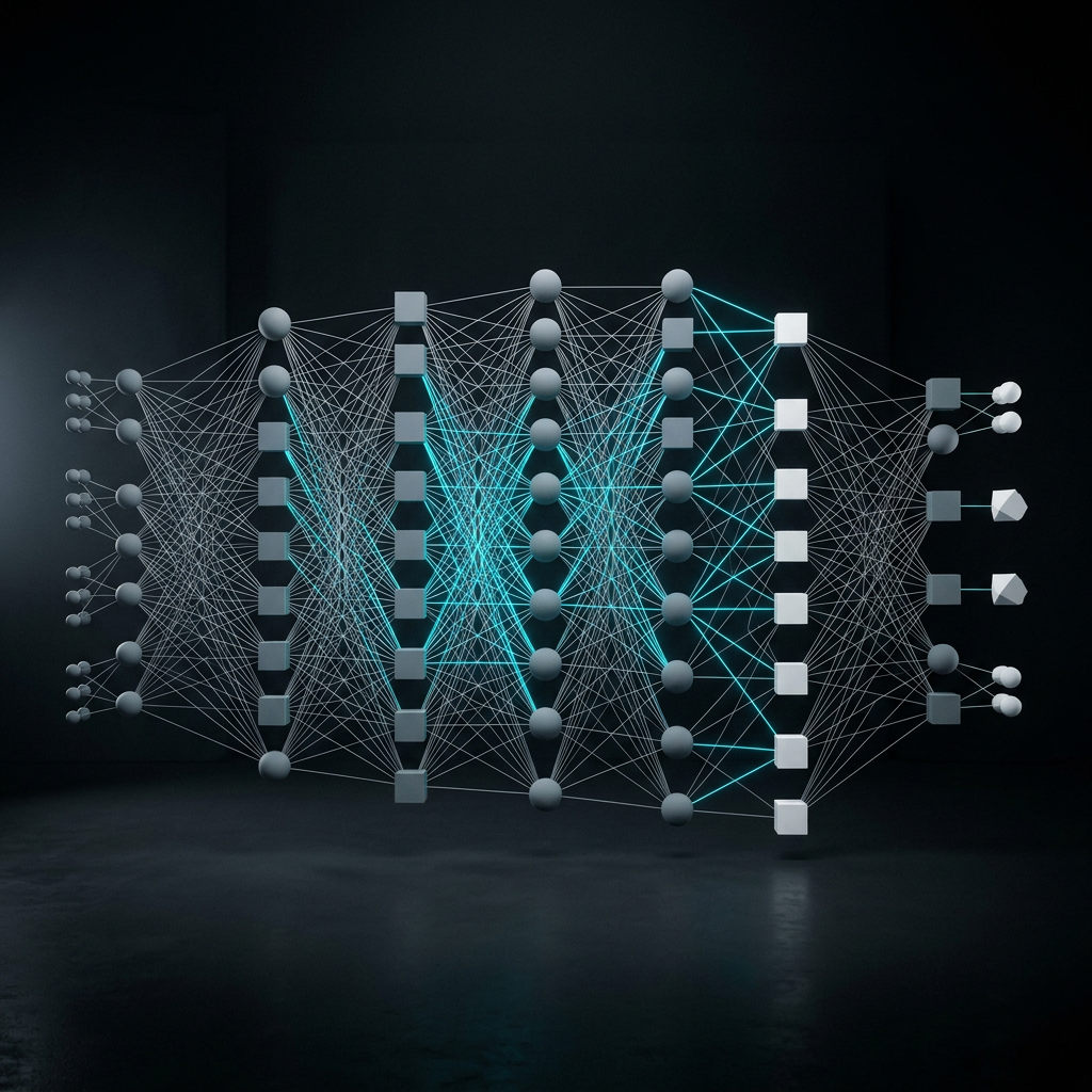 Neural network architecture with geometric nodes and connections