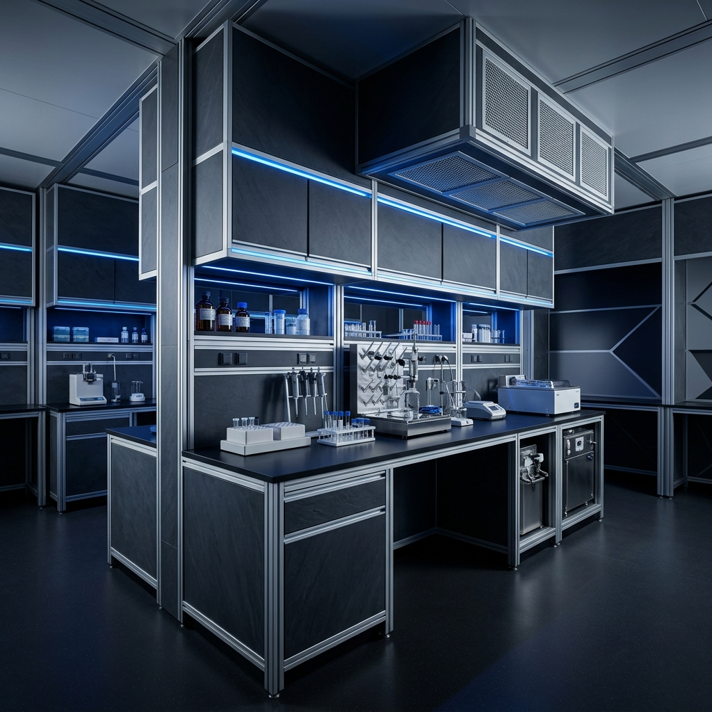 Clinical laboratory workstation with architectural precision