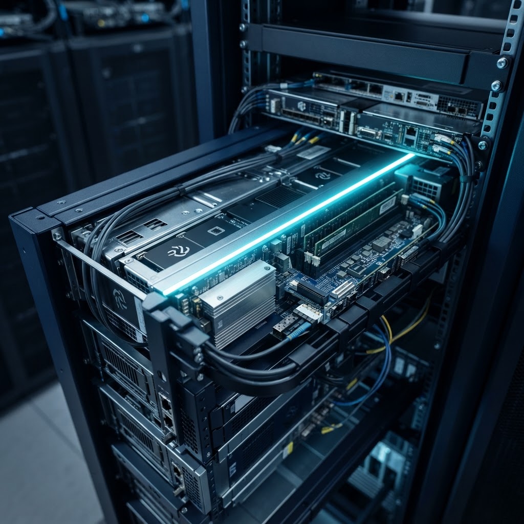 Clean architectural shot of modular server hardware infrastructure