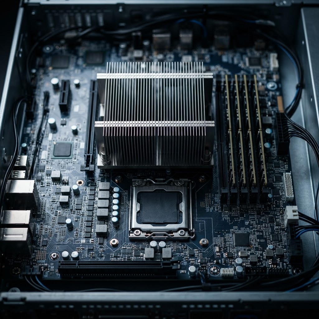 Macro view of detailed server hardware components