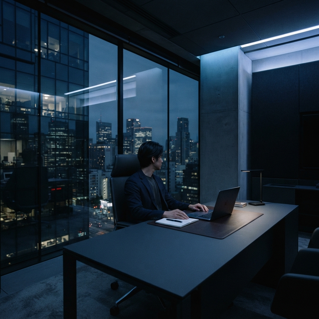 Person working in a minimalist and calm office setting