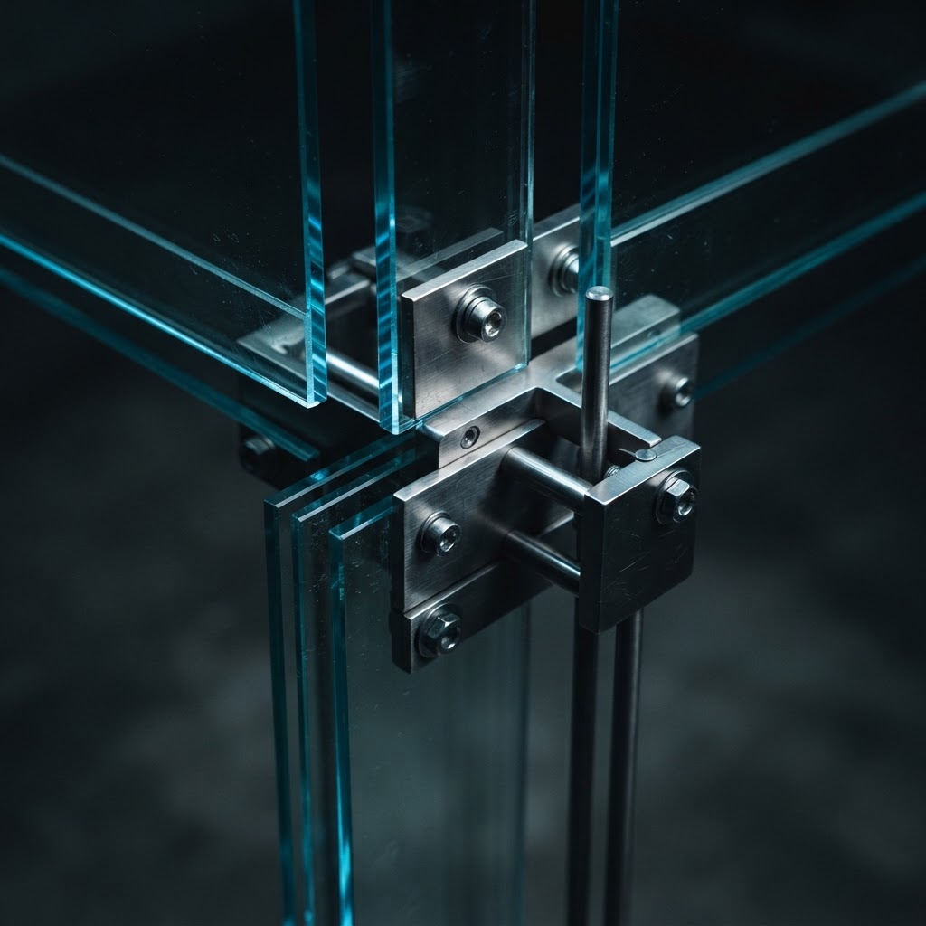 Abstract technical structure with light reflections