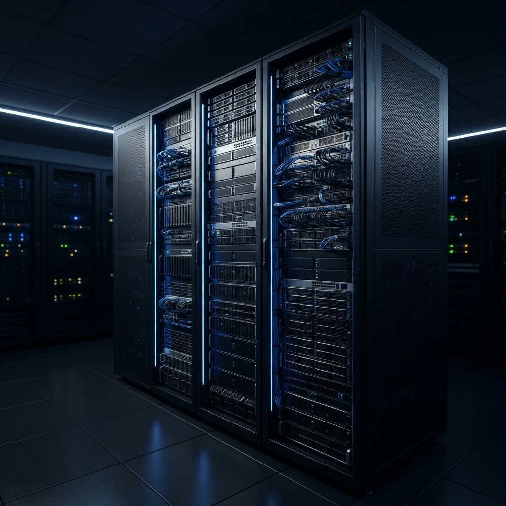 Modern server hardware in a professional data center