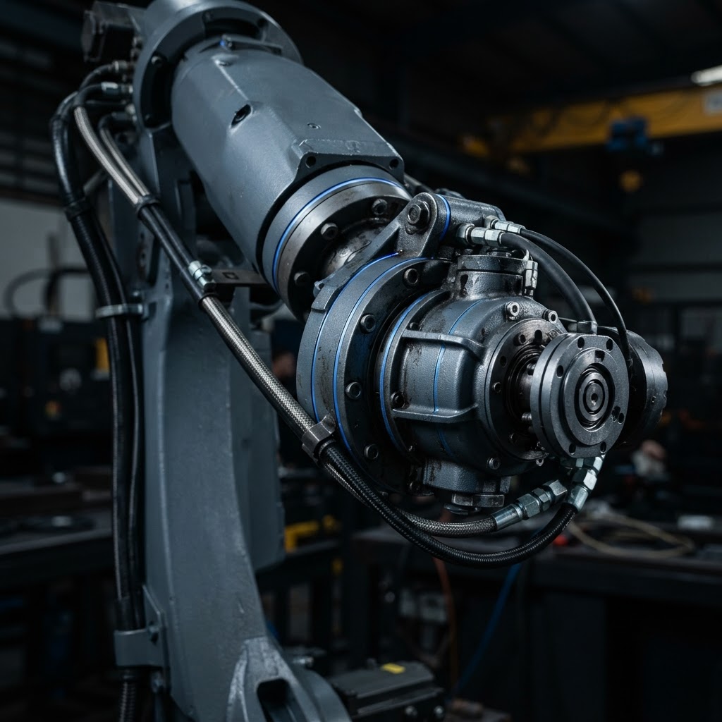 Close up detail of robotic actuator hardware