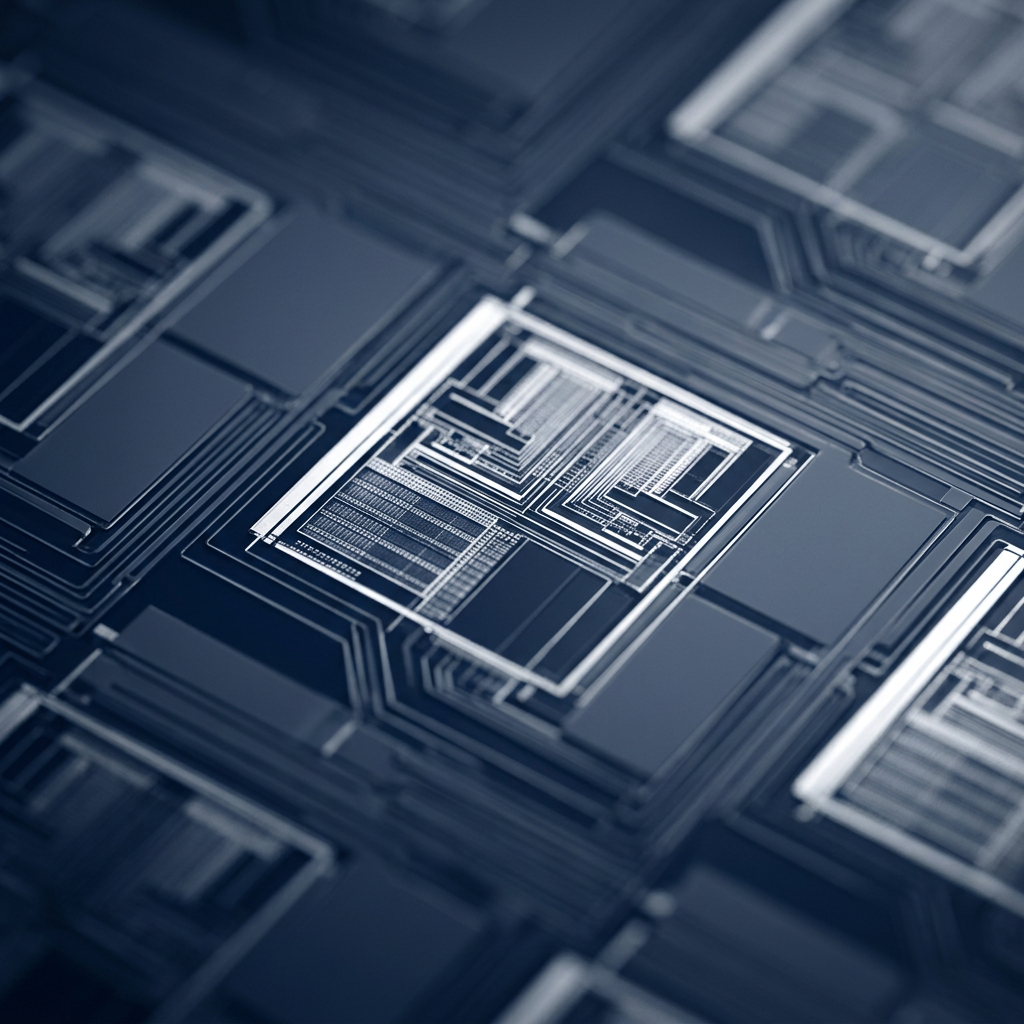 Silicon wafer circuit patterns macro detail