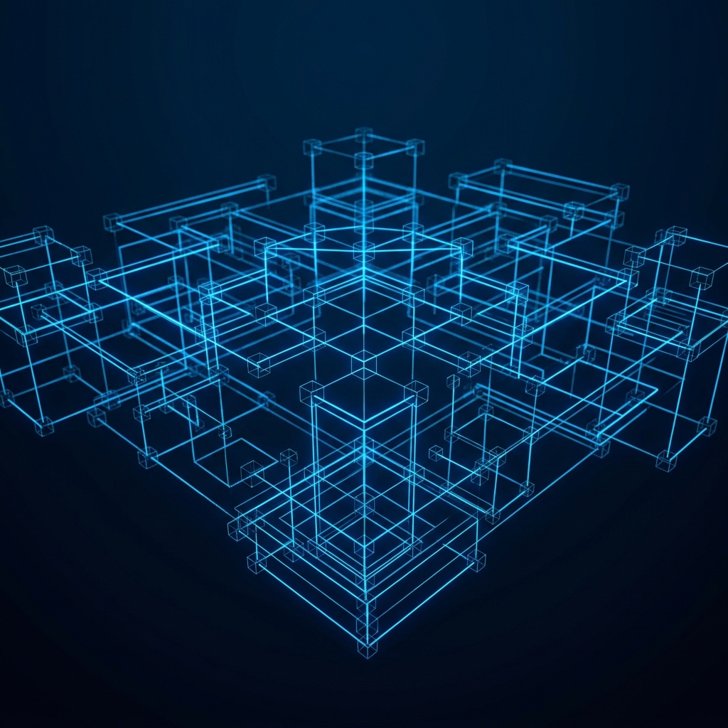 Three dimensional data architecture wireframe network structure