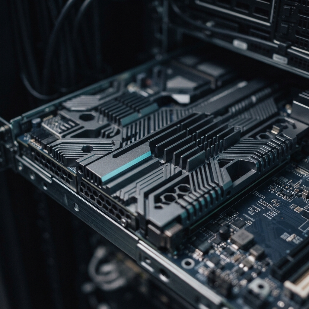 Macro view of geometric server hardware textures