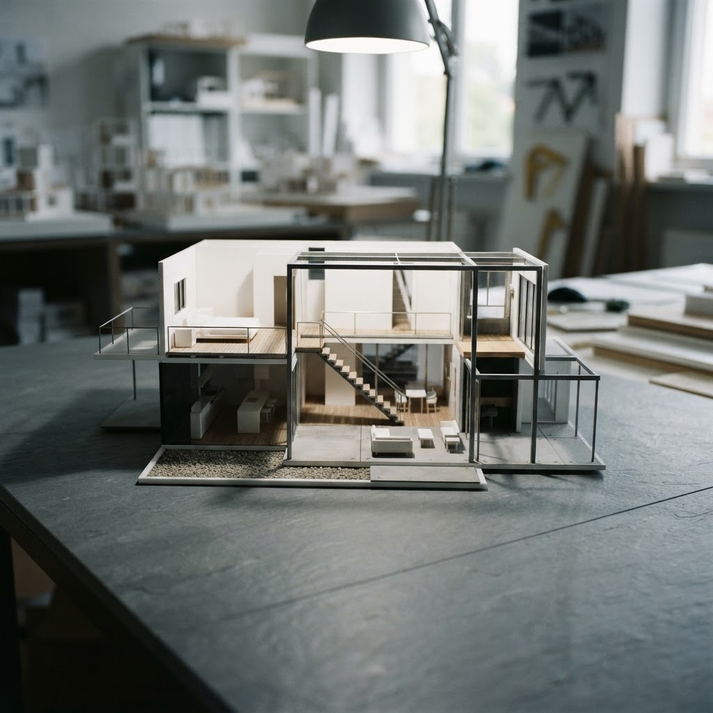 Minimalist architectural model representation of real estate