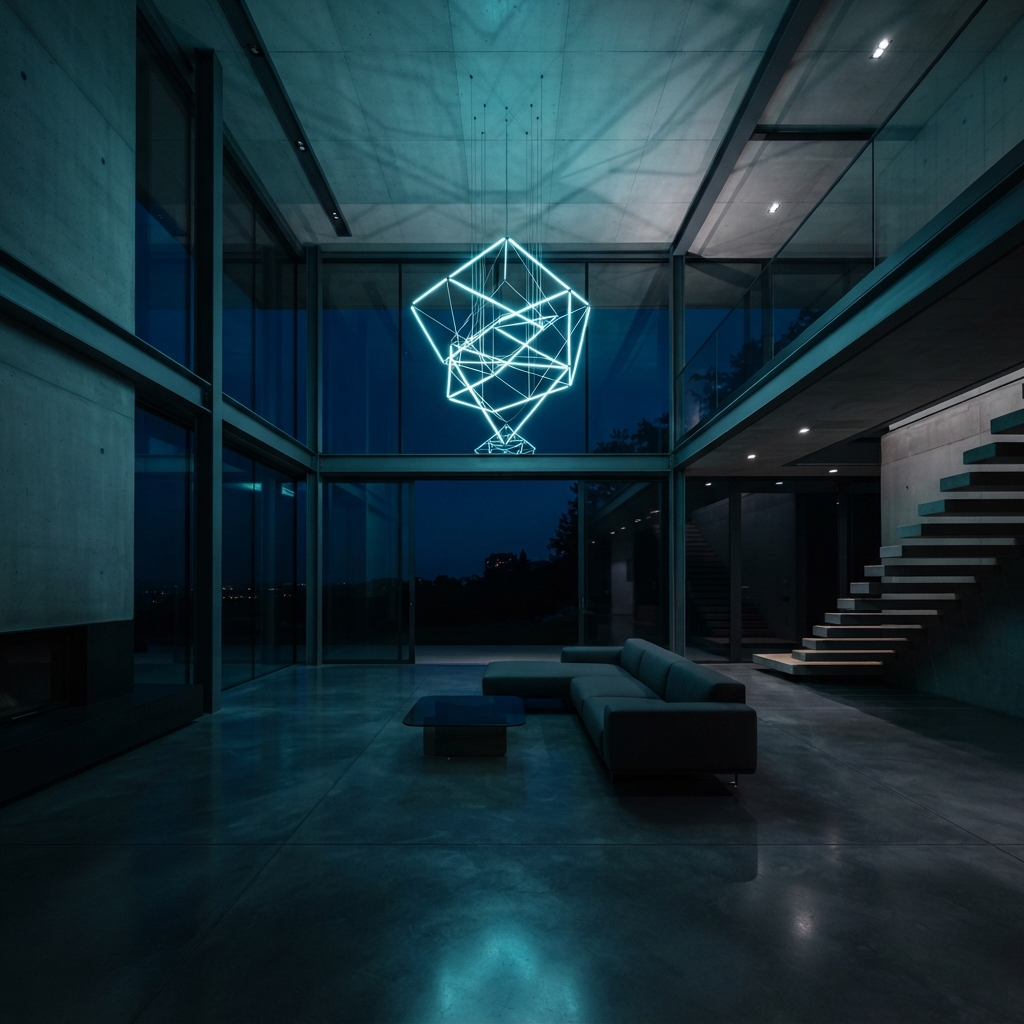 Modern sparse interior with architectural geometry