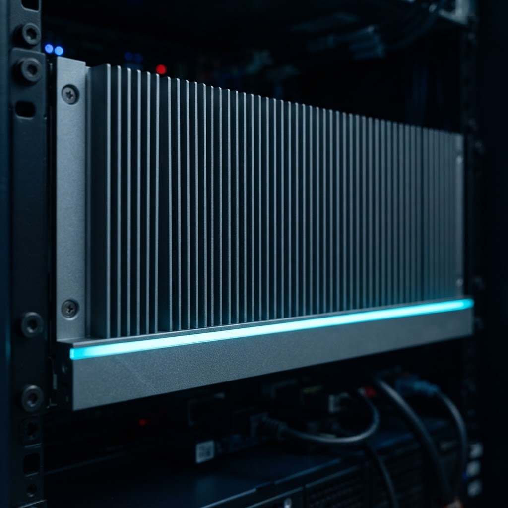 Close up detail of professional hardware cooling fins