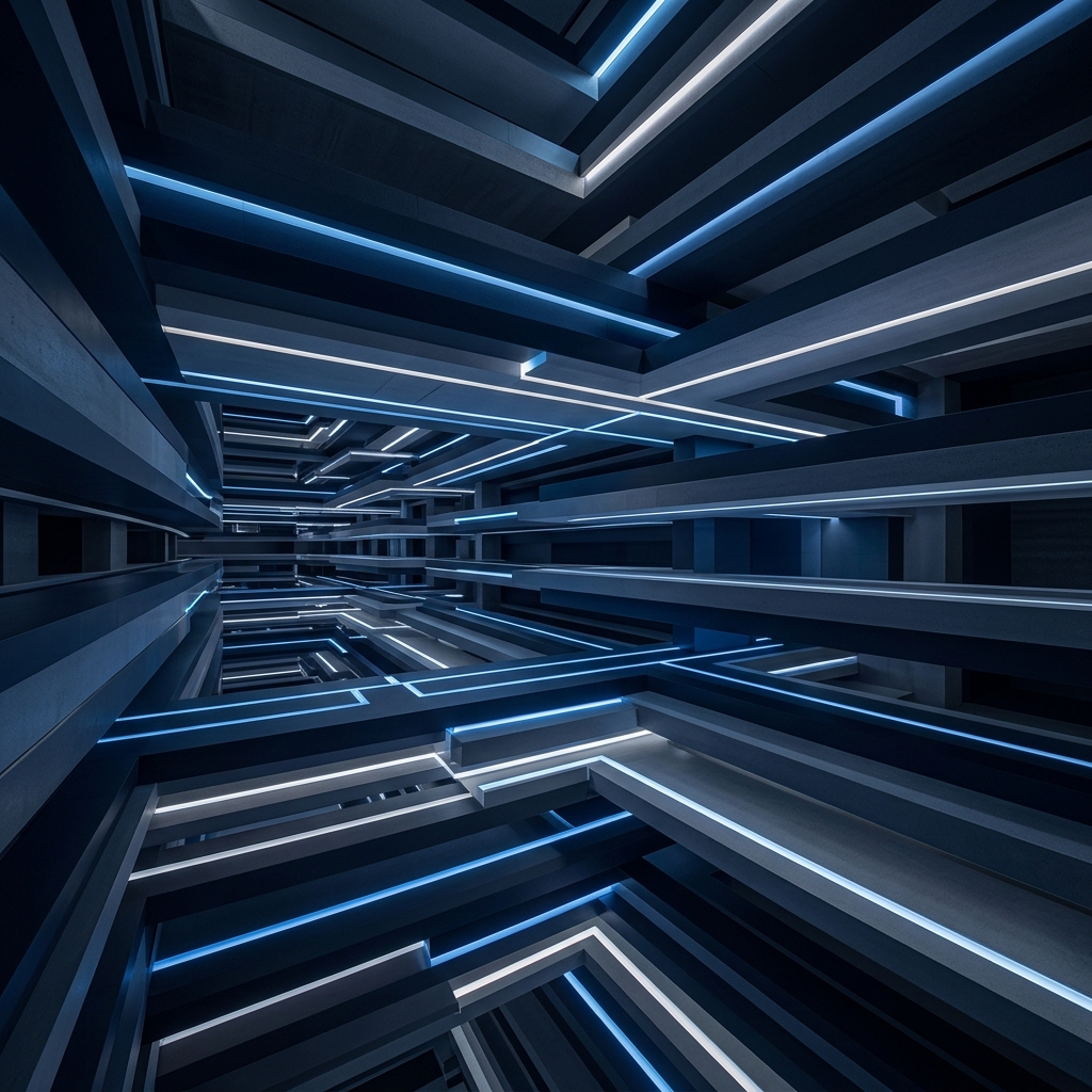 Abstract layered architecture with precision lighting