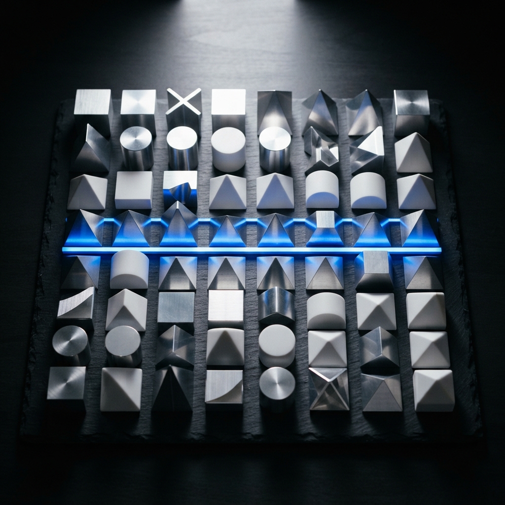 Abstract geometric arrangement signifying systematic technical architecture