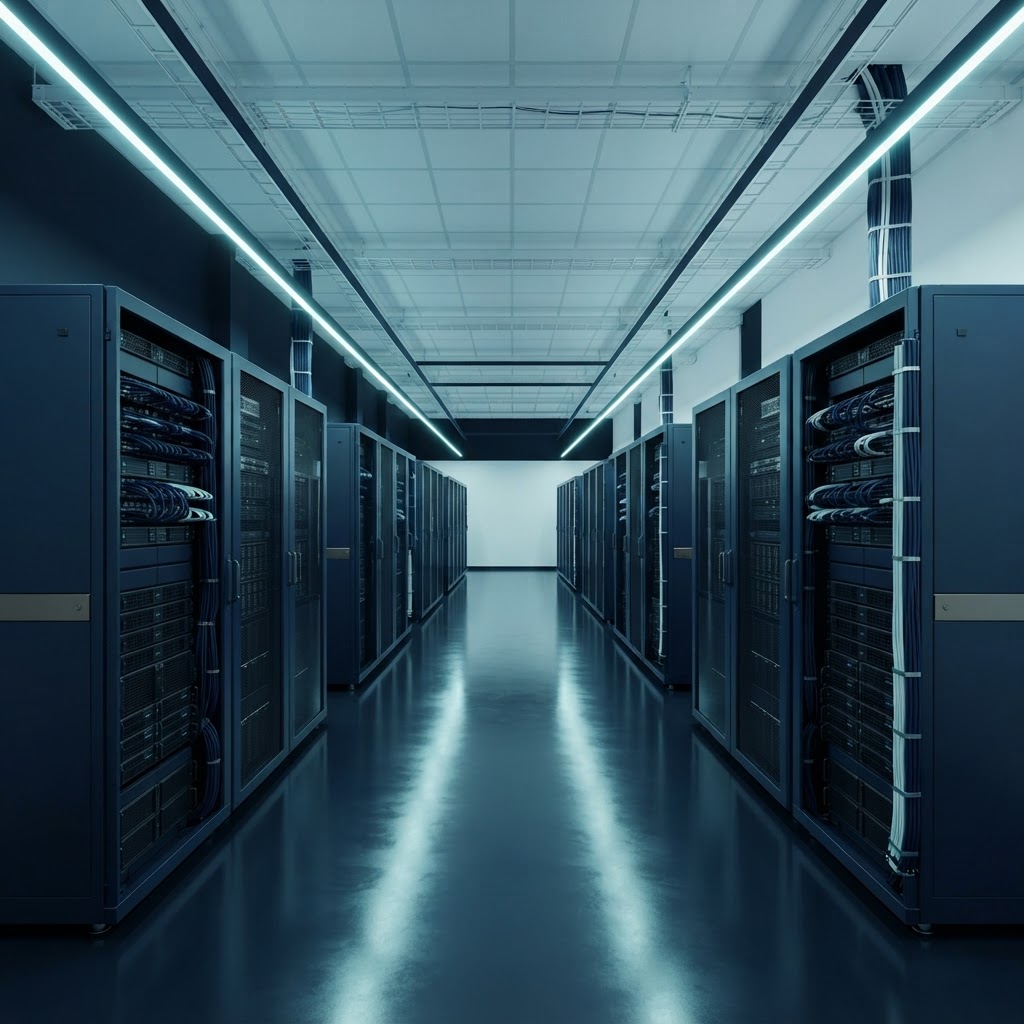Clean and minimalist view of modern server infrastructure