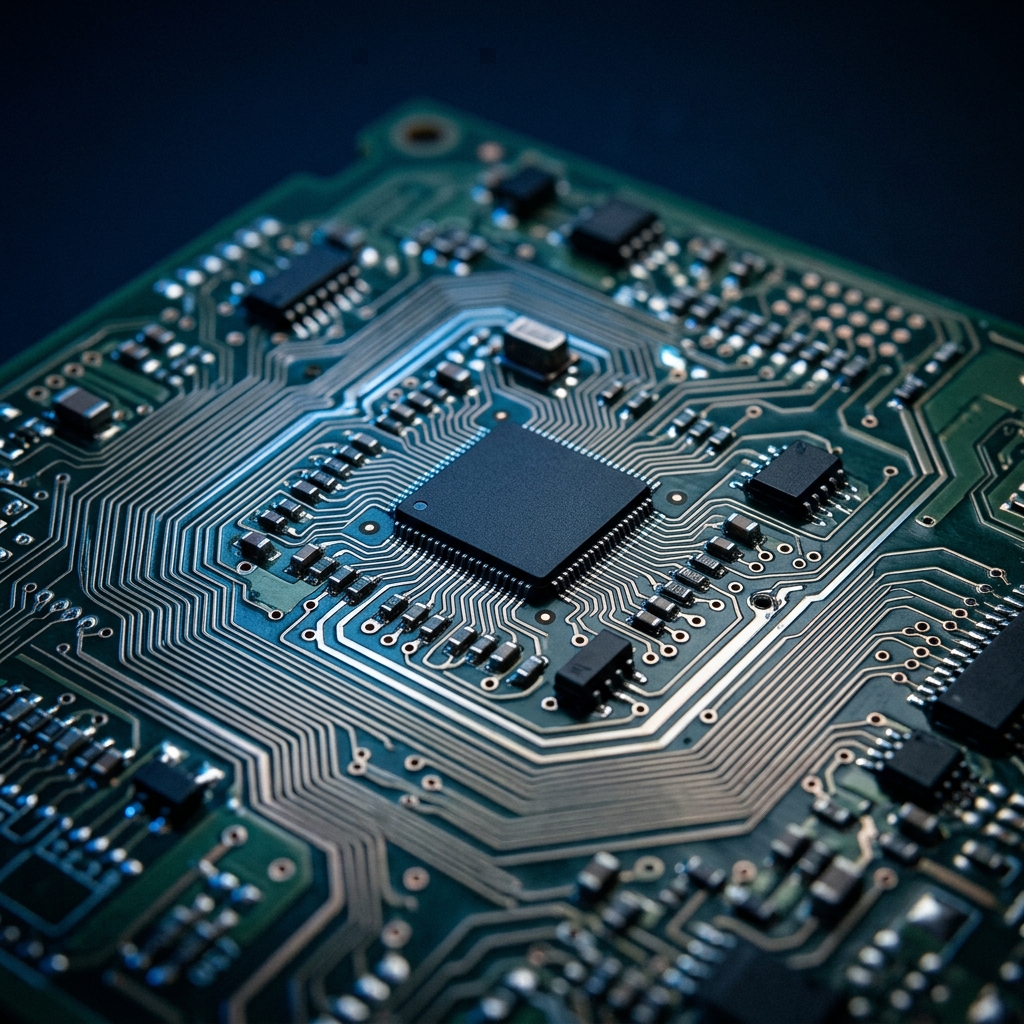 Circuit board macro showing data pathways and architecture