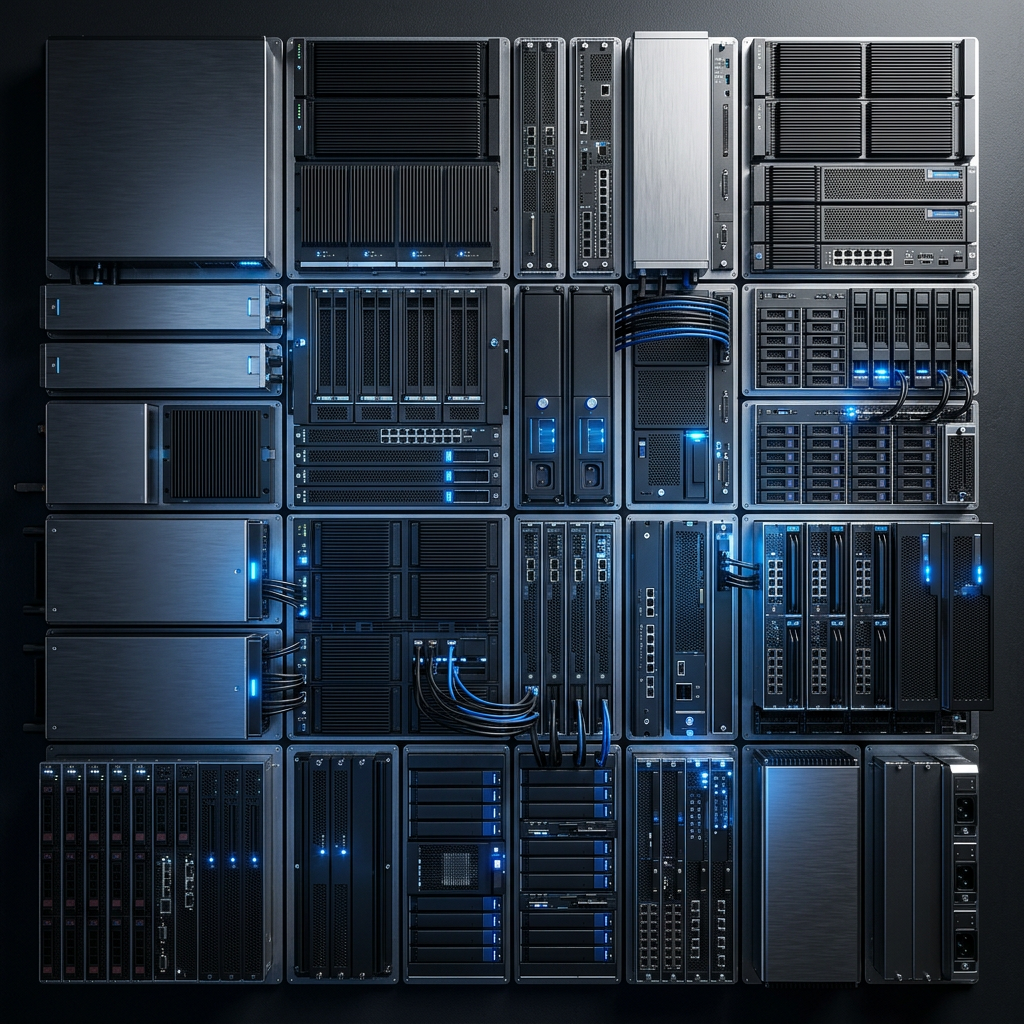 Modular infrastructure components arranged in organized grid