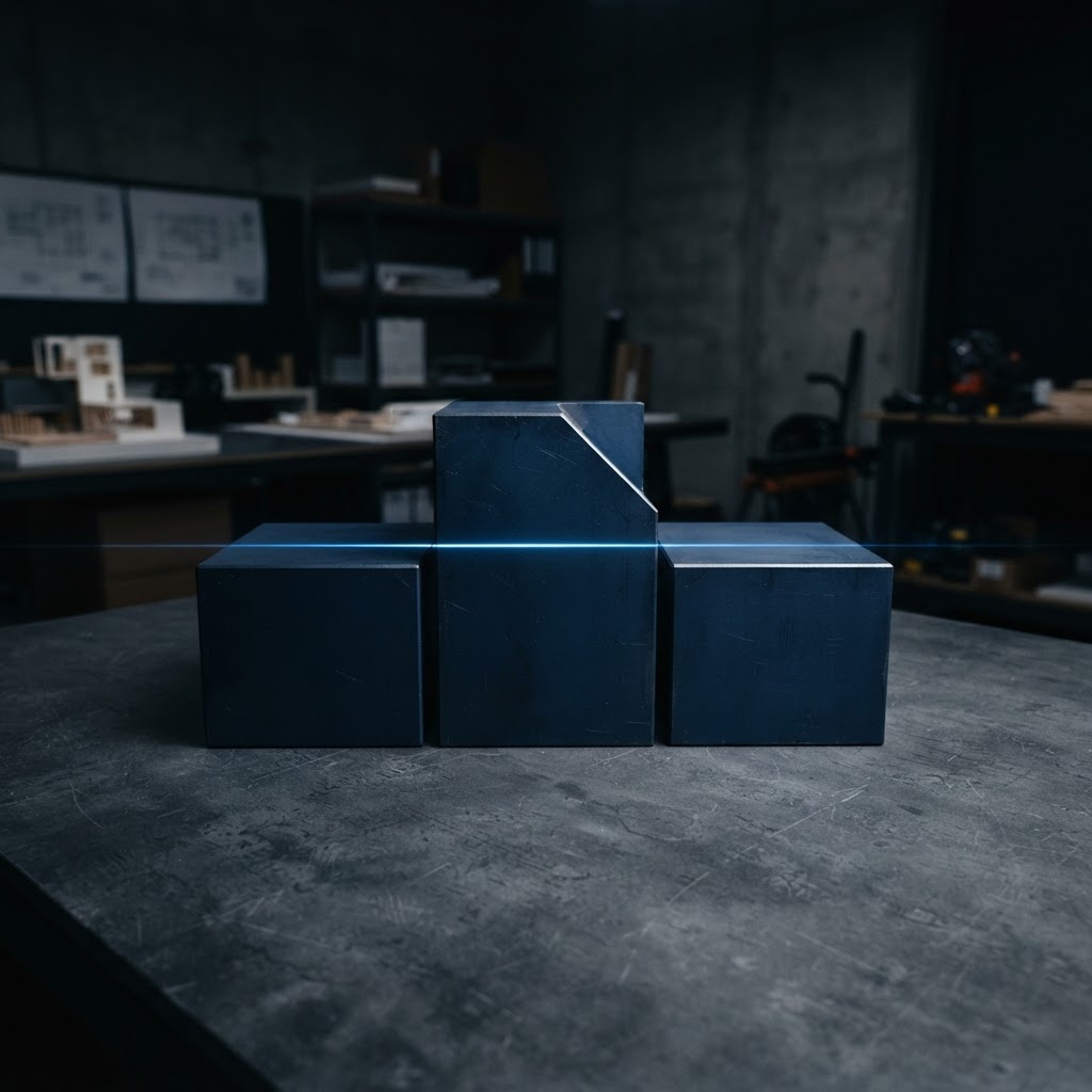 Three heavy steel modular units arranged in a cluster
