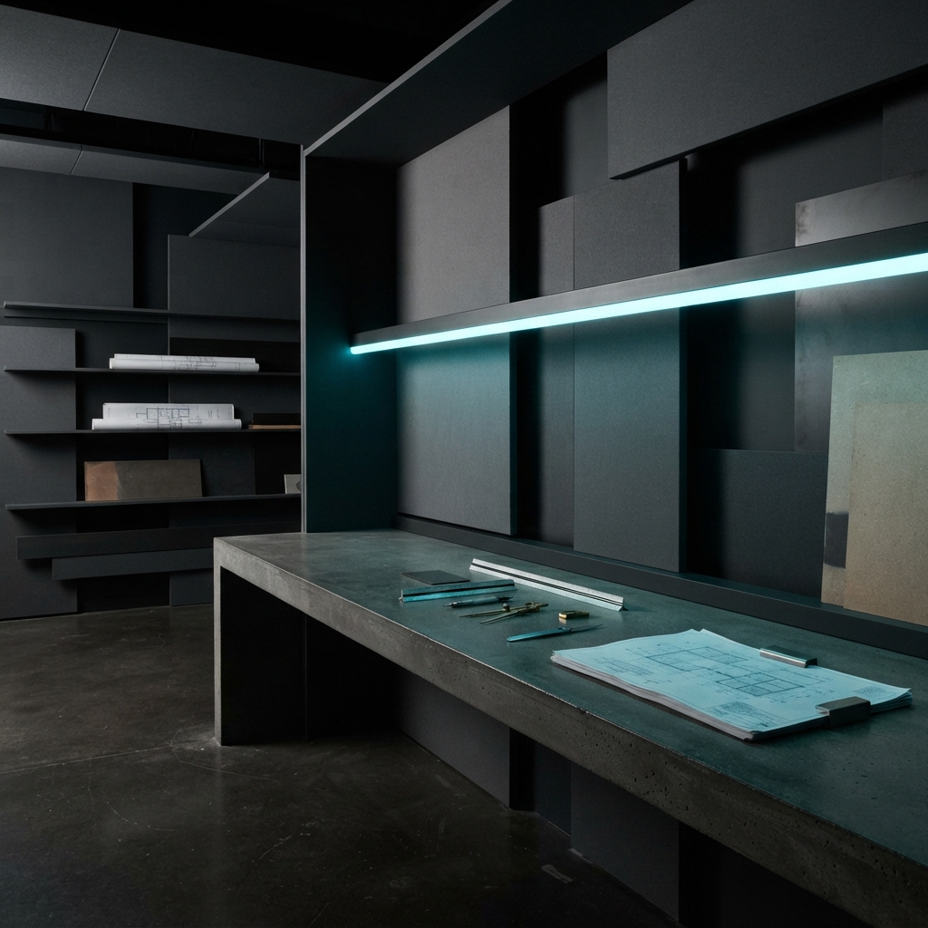 Minimalist modern engineering architecture space