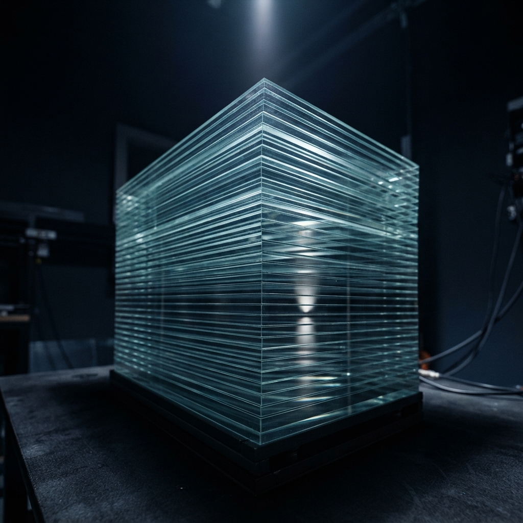Structured layers of glass in deep lighting